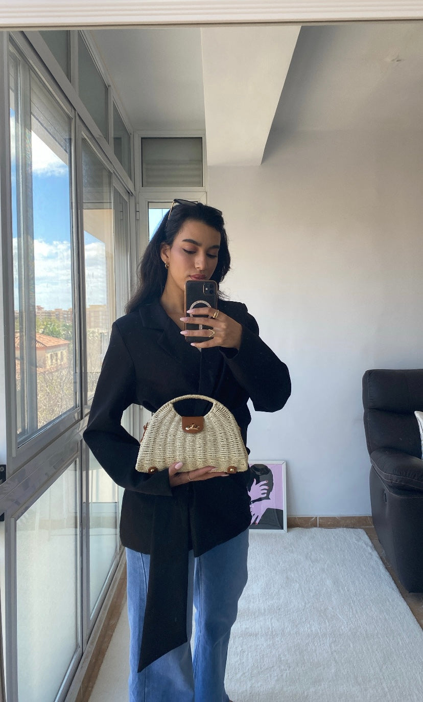 Bolso de rafia beige