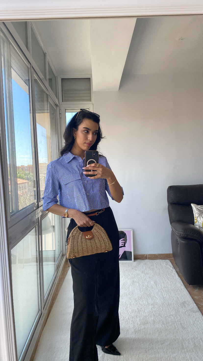 Bolso de rafia beige marron