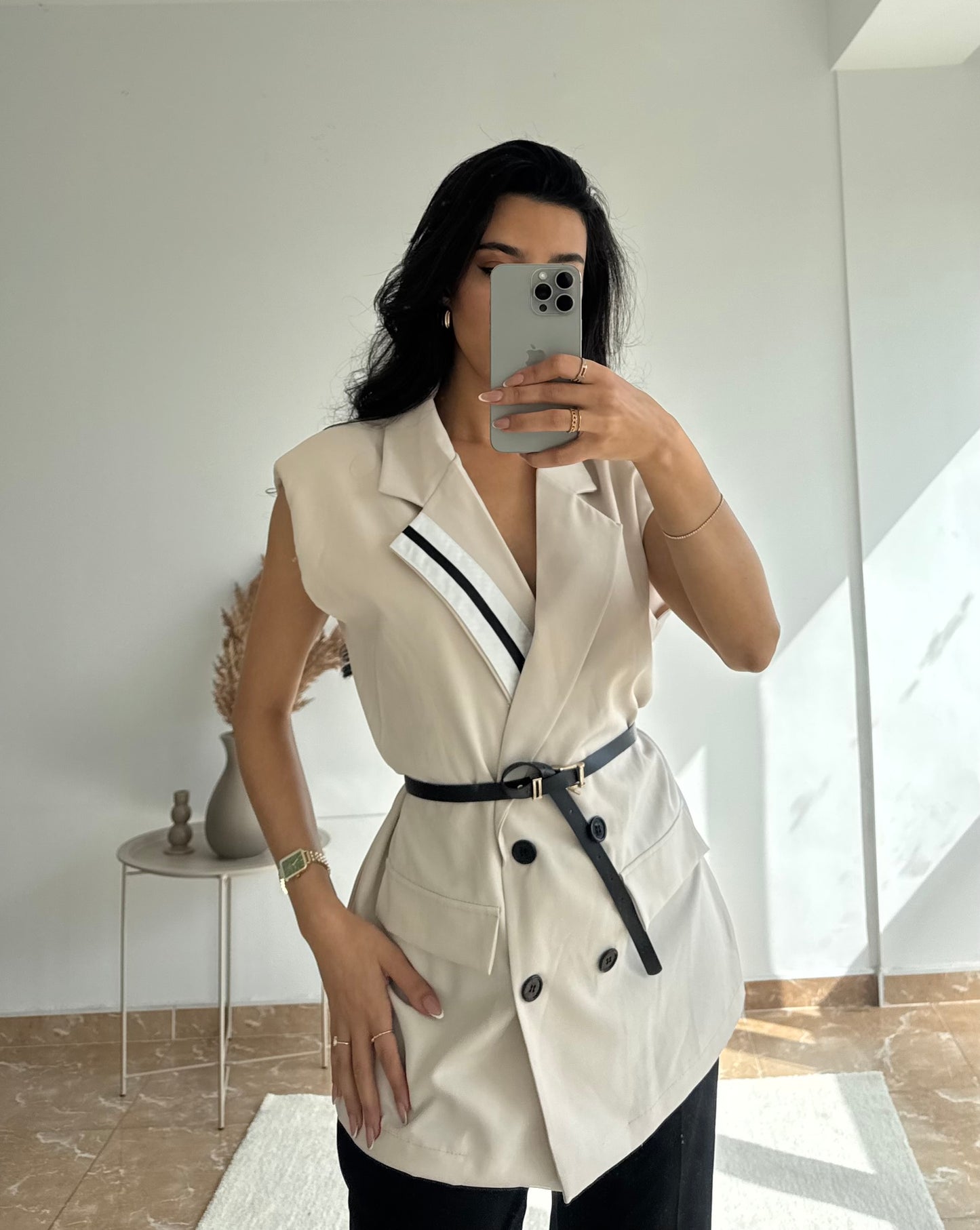 Chaleco blazer sin mangas