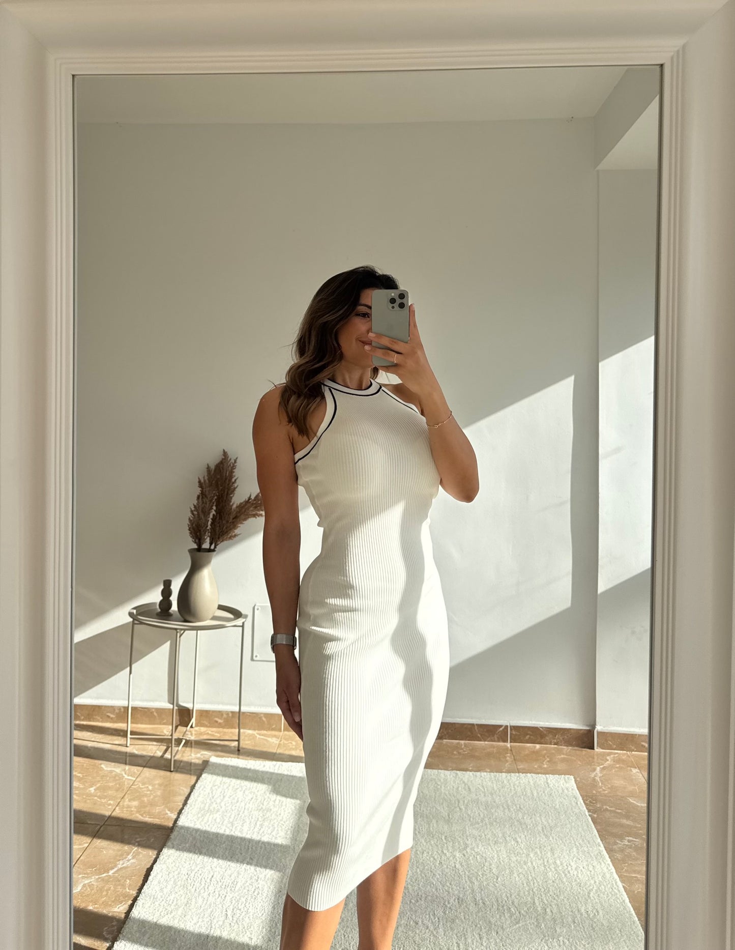 Vestido midi punto blanco