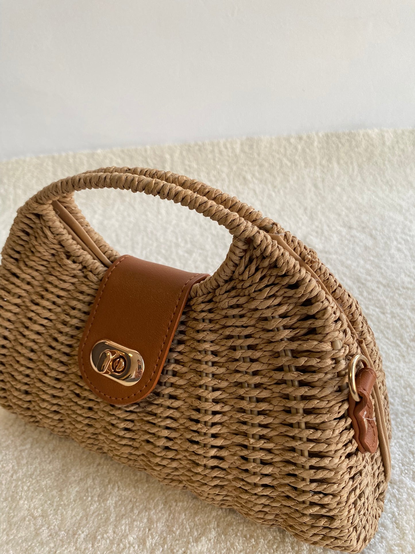 Bolso de rafia beige marron