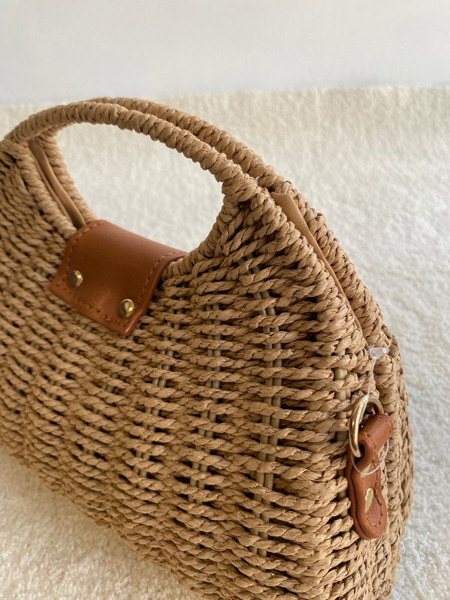 Bolso de rafia beige marron