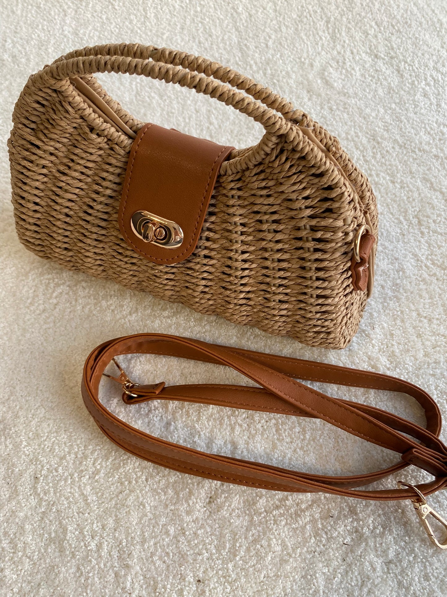 Bolso de rafia beige marron