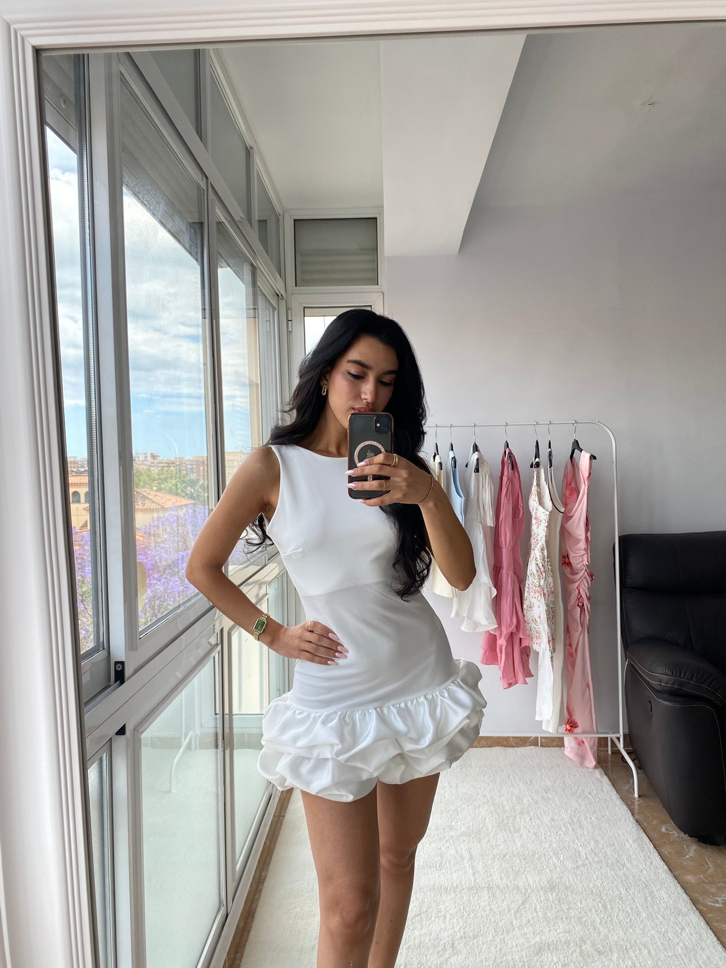 Vestido blanco de volantes