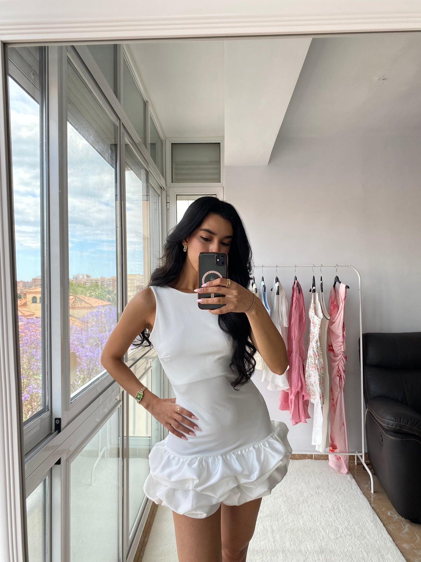 Vestido blanco de volantes