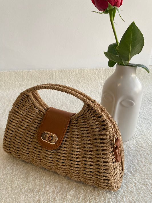 Bolso de rafia beige marron