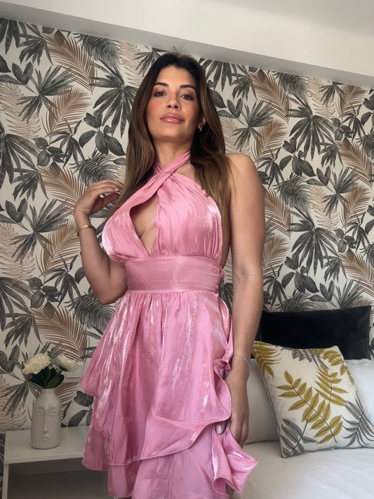 Vestido Halter Rosa